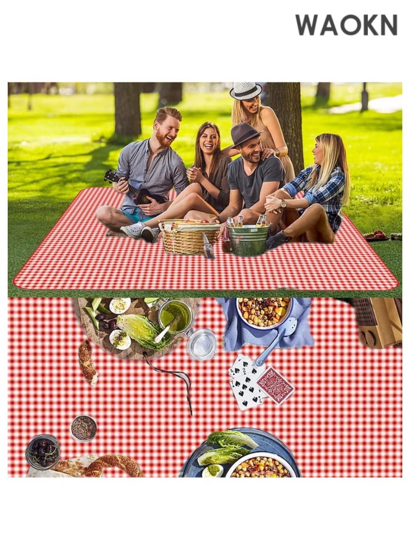 WAOKN Extra Large Picnic Outdoor Blanket, 200*200cm Waterproof Foldable Blankets Gingham Picnic Mat for Beach, Camping Grass Lawn Park Accessories Cute Couple Gifts(4-8) People - Image 4