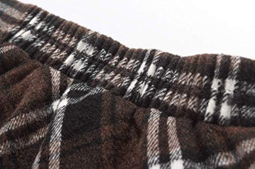 IDEALSANXUN Womens High Elastic Waist Maxi Skirt A-line Plaid Winter Warm Flare Long Skirt (Small, Mid-Calf Coffee) - Image 4