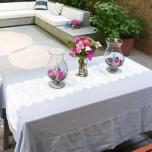 Fowecelt 4 Pcs White Lace Table Runners 14 x 120 Inch Vintage Table Runner for Wedding Bridal Shower Baby Shower Party Table Decoration Rustic Rose Embroidered Boho Table Runner - Image 4