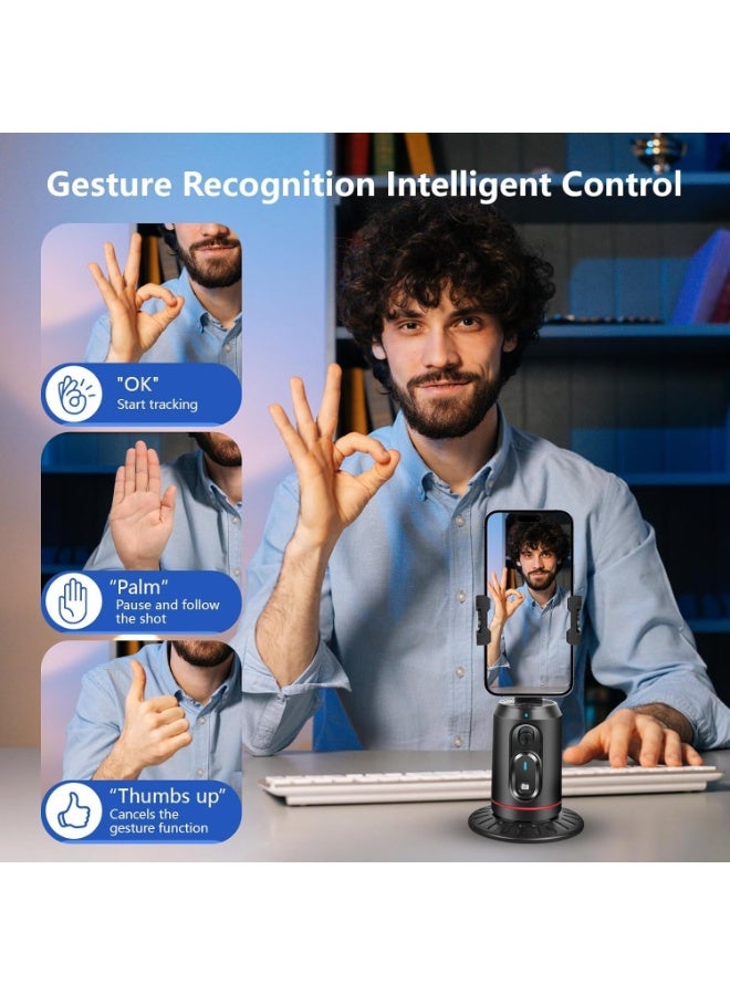 تيكتيكس حامل ثلاثي اصطناعي ذكي لتتبع الوجه، حامل جوال وكاميرا دوار 360 درجة، مصباح ملء LED، لا يتطلب تطبيق، تحكم بالايماءات، مع جهاز تحكم عن بعد، مناسب للبث المباشر والفيديو - Image 3