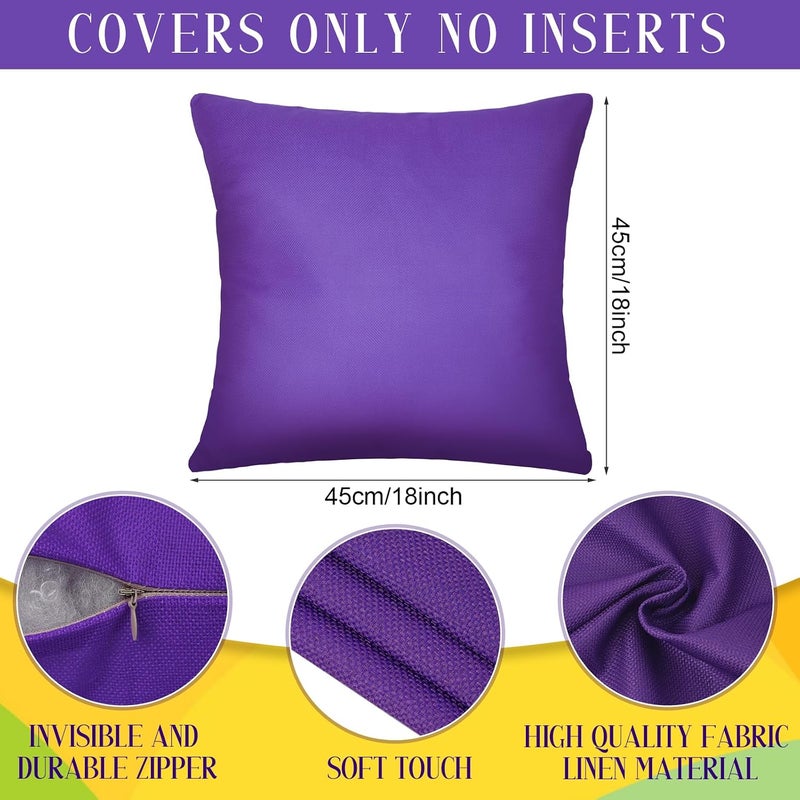 MASHAN 8Pcs Decorative Throw Pillow Covers Rainbow Color Pillow Cases Colorful Square Cushion Covers with Hidden Zipper for Couch Sofa Bedroom Patio Balcony,Linen Material, 18 x 18 Inch（Covers Only） - Image 2