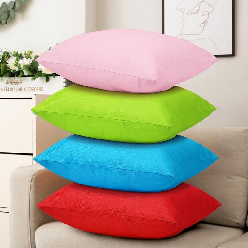 MASHAN 8Pcs Decorative Throw Pillow Covers Rainbow Color Pillow Cases Colorful Square Cushion Covers with Hidden Zipper for Couch Sofa Bedroom Patio Balcony,Linen Material, 18 x 18 Inch（Covers Only） - Image 3