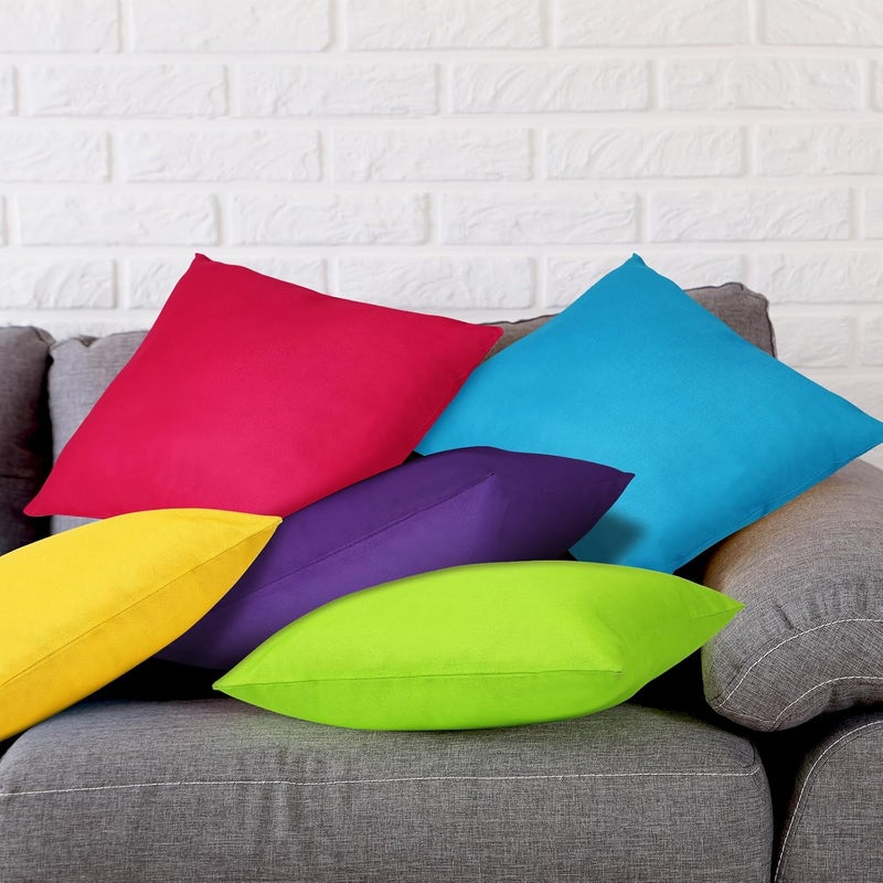 MASHAN 8Pcs Decorative Throw Pillow Covers Rainbow Color Pillow Cases Colorful Square Cushion Covers with Hidden Zipper for Couch Sofa Bedroom Patio Balcony,Linen Material, 18 x 18 Inch（Covers Only） - Image 4