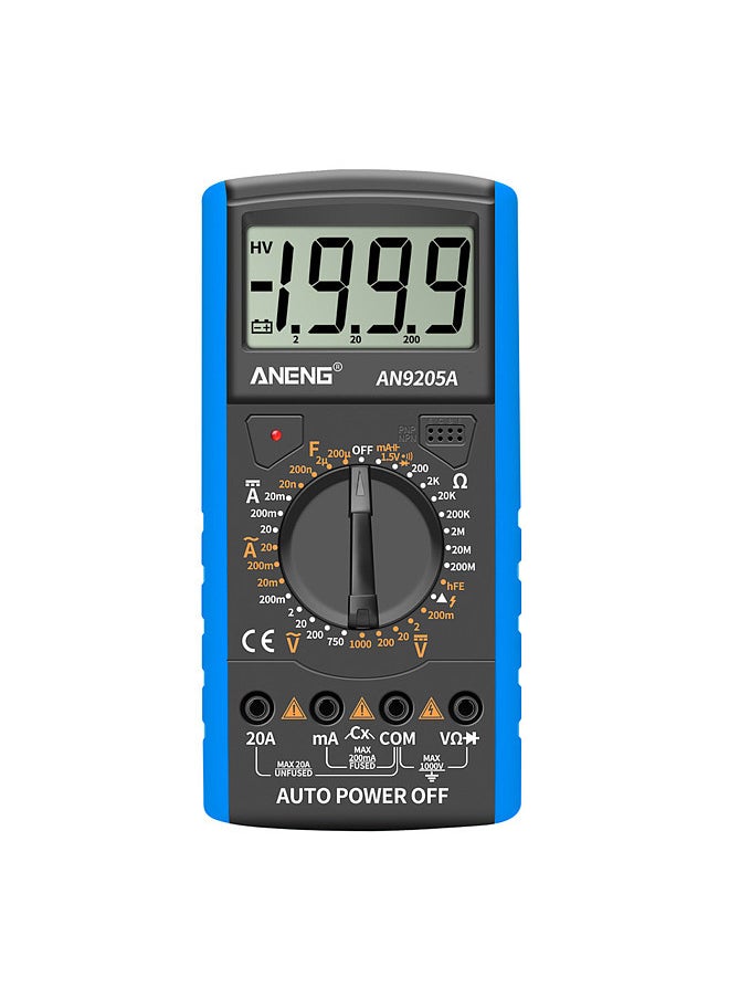 ANENG AN9205A Digital Multimeter 3 1/2 LCD Display 1999 Count Manual Range Universal Meter AC DC Resistance Capacitance Transistor Tester Multifunctional Ammeter with Backlight NCV Test Meter Blue  - Image 1