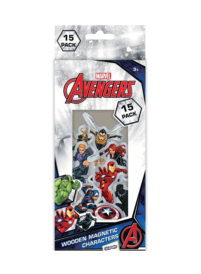 MARVEL مجموعة شخصيات مارفل أفنجرز الخشبية المغناطيسية | 15 قطعة | لعبة تعليمية للأطفال | متعددة الألوان | العمر 3 سنوات وما فوق - Image 1