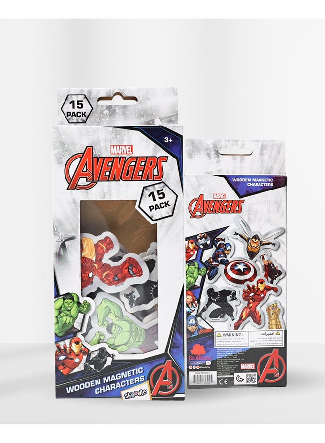 MARVEL مجموعة شخصيات مارفل أفنجرز الخشبية المغناطيسية | 15 قطعة | لعبة تعليمية للأطفال | متعددة الألوان | العمر 3 سنوات وما فوق - Image 3