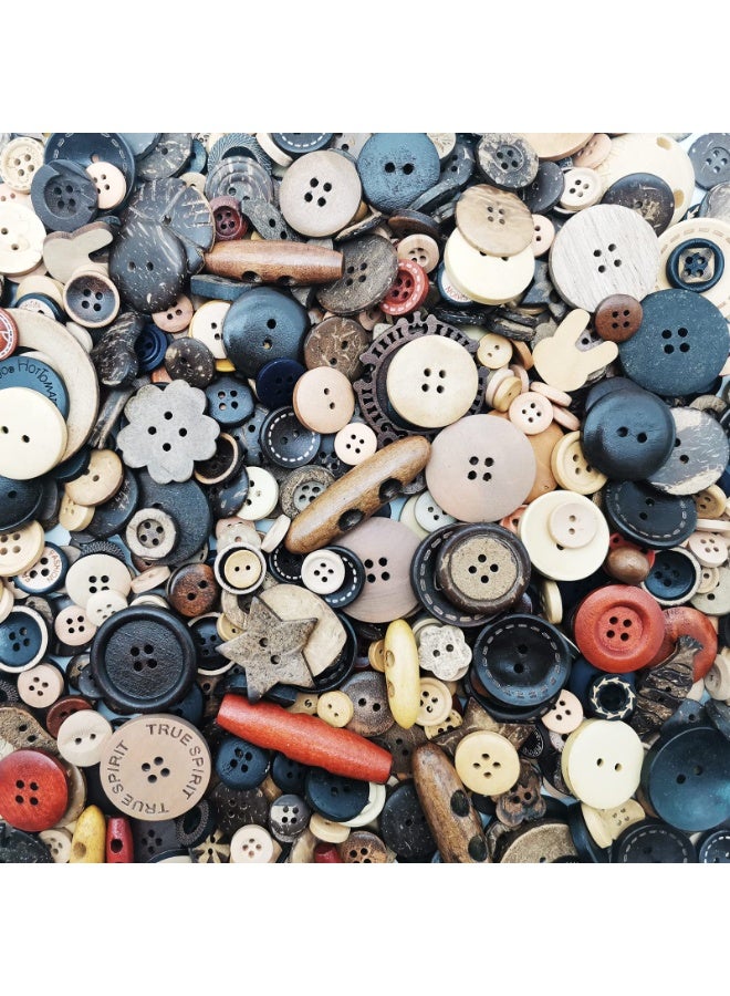 Peachjoy 600 قطعة أزرار خشبية بأحجام متنوعة وألوان مختلطة من قشرة جوز الهند، أزرار يدوية الصنع لتزيين الخياطة، الحرف اليدوية، ورسم الأزرار - Image 2