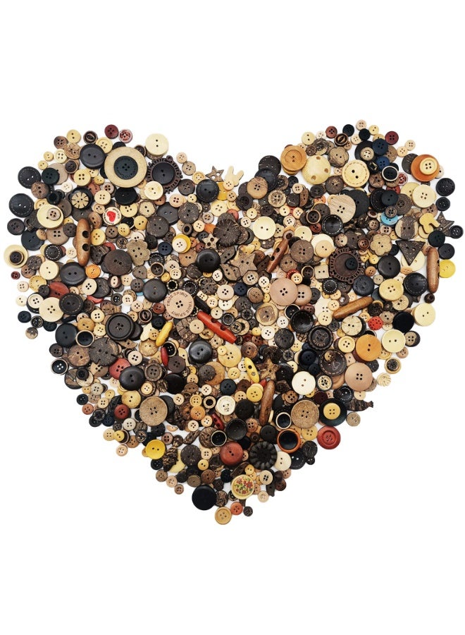 Peachjoy 600 قطعة أزرار خشبية بأحجام متنوعة وألوان مختلطة من قشرة جوز الهند، أزرار يدوية الصنع لتزيين الخياطة، الحرف اليدوية، ورسم الأزرار - Image 4