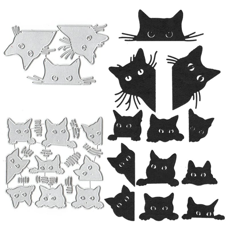 Halloween Cats Cutting Dies Small Cute Cat Die Cuts for Halloween Card Making Animals Cats Dies Embossing Stencil Template Tool for Halloween DIY Scrapbooking Photo Album Craft Decoration Supplies