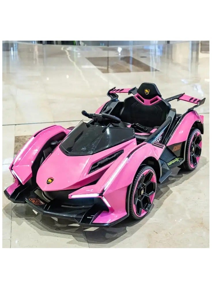 Car, Double Remote Control Electric Car, Children's Sports Car, Ride-on Car (Pink) - Image 1