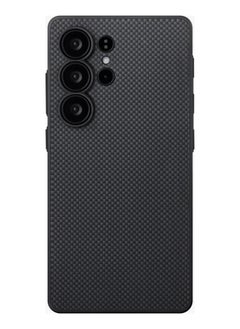 PITAKA Galaxy S25 Ultra Magsafe Case Pin Button Cover / Ultra Slim /  Woven Touch / Drop and Damage Protection / Durable Back Cover - Black/Grey Plain  - Image 1