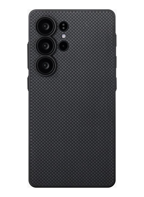 Galaxy S25 Ultra Magsafe Case Pin Button Cover / Ultra Slim /  Woven Touch / Drop and Damage Protection / Durable Back Cover - Black/Grey Plain