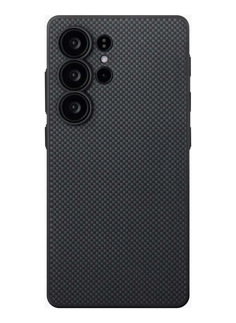 Galaxy S25 Ultra Magsafe Case Pin Button Cover / Ultra Slim /  Woven Touch / Drop and Damage Protection / Durable Back Cover - Black/Grey Plain