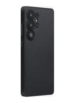 PITAKA Galaxy S25 Ultra Magsafe Case Pin Button Cover / Ultra Slim /  Woven Touch / Drop and Damage Protection / Durable Back Cover - Black/Grey Plain  - Image 3