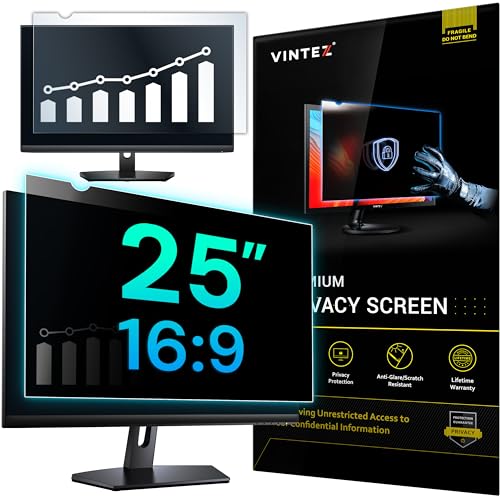VINTEZ 25 Inch 16:9 Privacy Screen for Computer Monitor and Laptop - Anti Glare Protector Film Blue Light Filter Eye Protection - Computer Screen Privacy Shield, [1 Pack] - Image 1