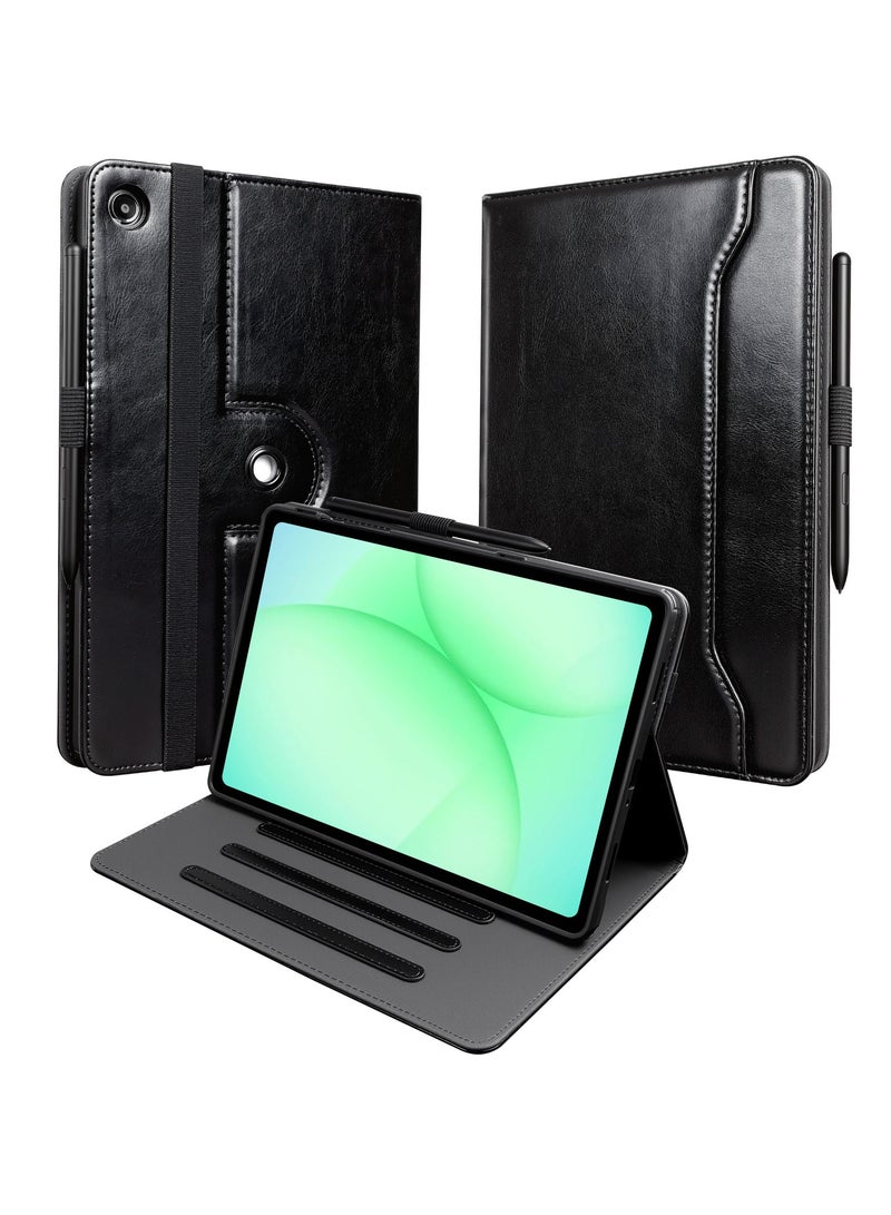 غطاء Samsung Galaxy Tab A11 Plus 2025 - SM-X230/SM-X235 غطاء واقٍ شفاف من السيليكون/جلد PU مع وسائد هوائية رباعية الزوايا وحامل ثلاثي الطيات - Image 1