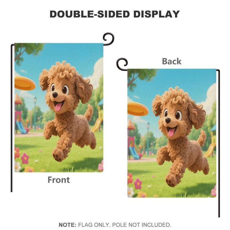 Double Sided Burlap Garden Flag Puppy Playing Frisbee Outdoor Yard Decoration 18.5x12.6 Inch - Image 4