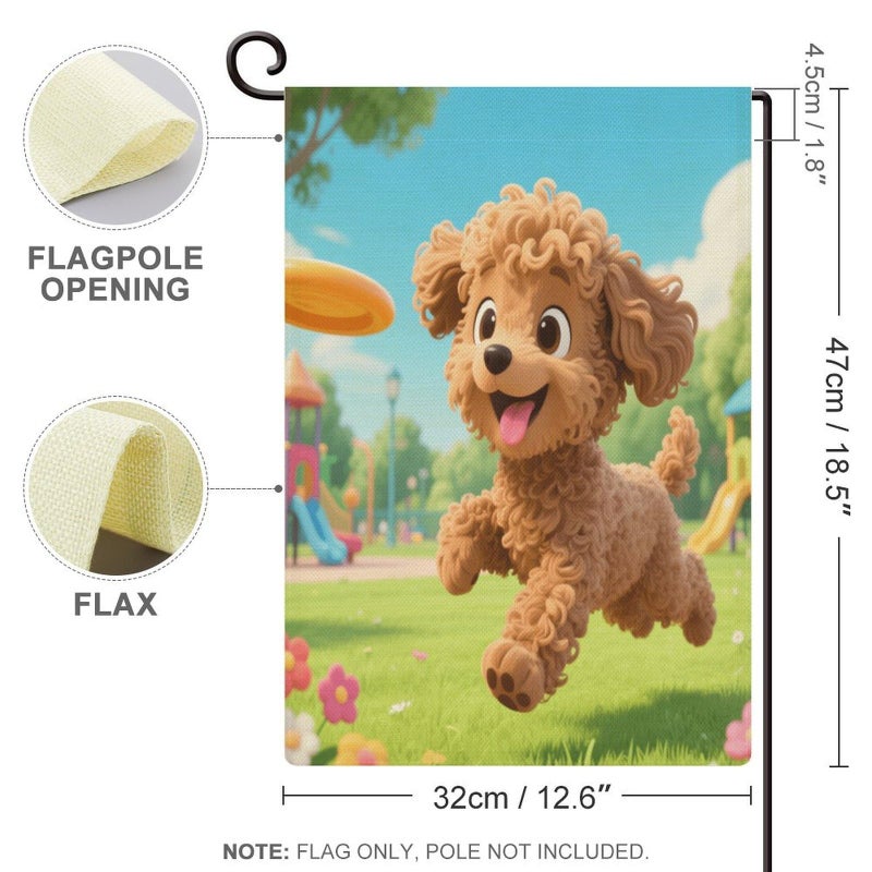 Double Sided Burlap Garden Flag Puppy Playing Frisbee Outdoor Yard Decoration 18.5x12.6 Inch - Image 3