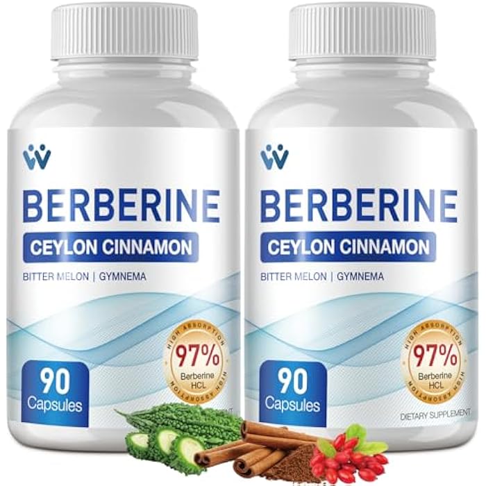 WACHRAY Berberine Supplement 1500mg - Berberine with Ceylon Cinnamon, Berberine HCl 97% Purity Complex Supplements, Non-GMO Vegan - 180 Capsules - Image 1