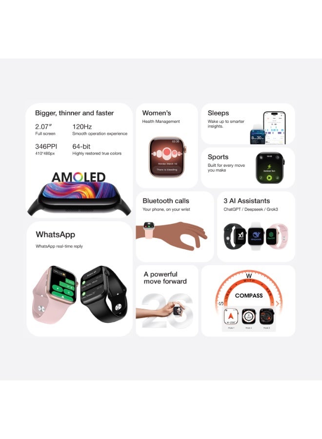 GREEN LION Communicate 46 Smart Watch / 2.07" AMOLED Display / 1GB Flash Memory / 10 Days Standby / Waterproof IP68 / Bluetooth Calls / Backtrack Function / Fitness Tracking - Silver - Image 2