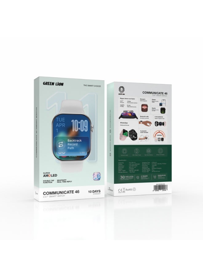 GREEN LION Communicate 46 Smart Watch / 2.07" AMOLED Display / 1GB Flash Memory / 10 Days Standby / Waterproof IP68 / Bluetooth Calls / Backtrack Function / Fitness Tracking - Silver - Image 3