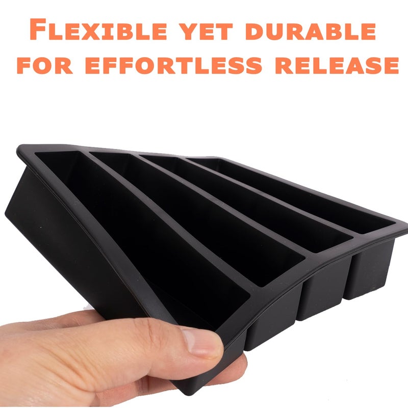 Siligruppo 2PCS Silicone Butter Mold Tray with Lid, Non-Stick Butter Maker, Fits Standard Butter Size, Ideal for Butter, Soap Bars, Energy Bars, and Cakes (Black) - Image 3