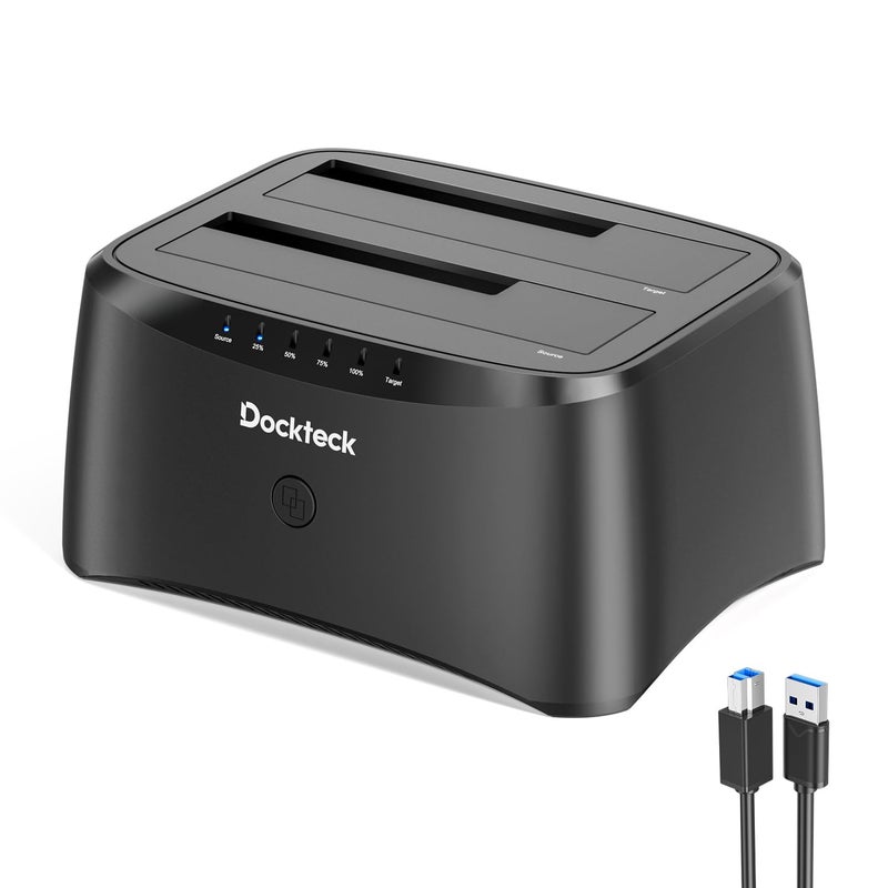 Dockteck Hard Drive Docking Station, dockteck USB 3.0 to SATA Dual Bay External Hard Drive Enclosure for 3.5 or 2.5 inch SATA HDD SSD with Offline Clone - Image 1