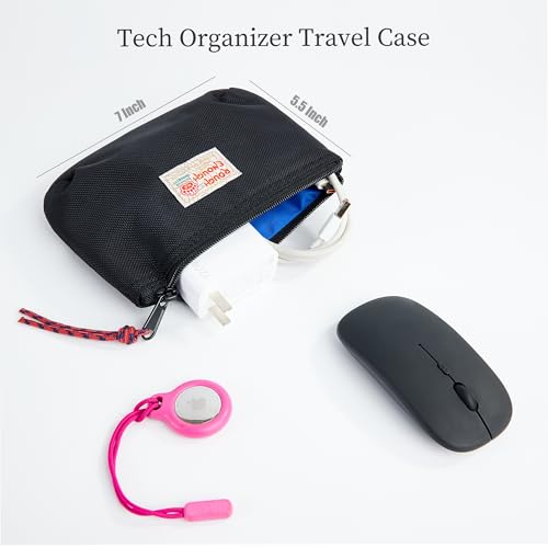 RE ROUGH ENOUGH Rough Enough Small Tech Organizer Travel Case for Electronics & Cords - Cable Storage Bag Black - Image 4
