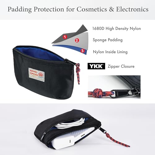 RE ROUGH ENOUGH Rough Enough Small Tech Organizer Travel Case for Electronics & Cords - Cable Storage Bag Black - Image 2