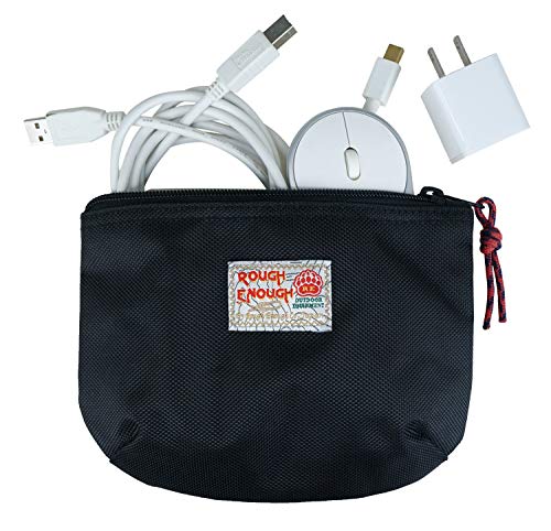 RE ROUGH ENOUGH Rough Enough Small Tech Organizer Travel Case for Electronics & Cords - Cable Storage Bag Black - Image 1