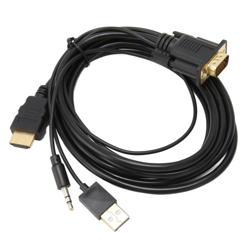 محول VGA إلى HDMI بكابل بطول 1.8 متر مع صوت ومدعوم عبر USB - إخراج بدقة 1080P ومحول يعمل فور التركيب لتوصيل اللابتوب بالشاشة - Image 5