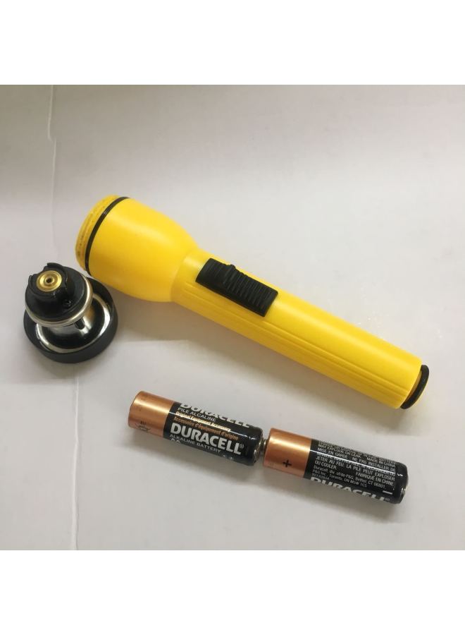Old-fashioned Flashlight 2 5th Battery Household Durable Power Outage Emergency Lighting Students The Elderly Night Outdoor Portable-Product Specifications:602 Yellow White Light + 1 Led Bulb + 2 Aa Batteries  - Image 3