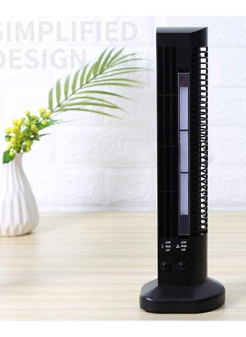Kimaya 2 in 1 Mini Table Lamp Fan Desk Light Tower Folding Light Desk Lamp Reading Light Black 2 in 1 Pc  - Image 1