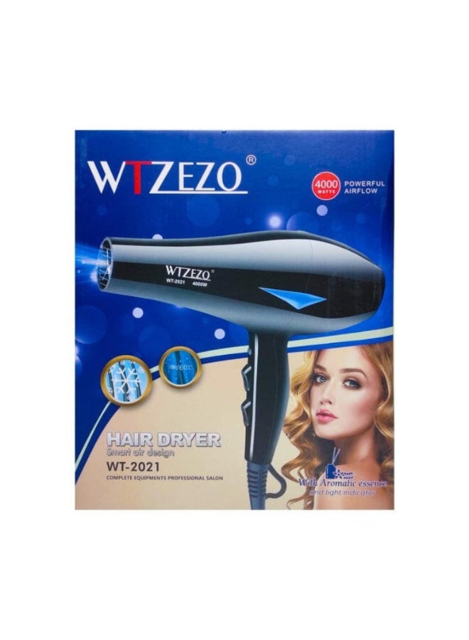 WTZEZO Professional Hair Dryer 4000W – High Power Salon Blow Dryer with Cool Shot, Heat Settings & Smart Air Design – WT-2021 with Aromatic Essence and Light Indicator - Image 3