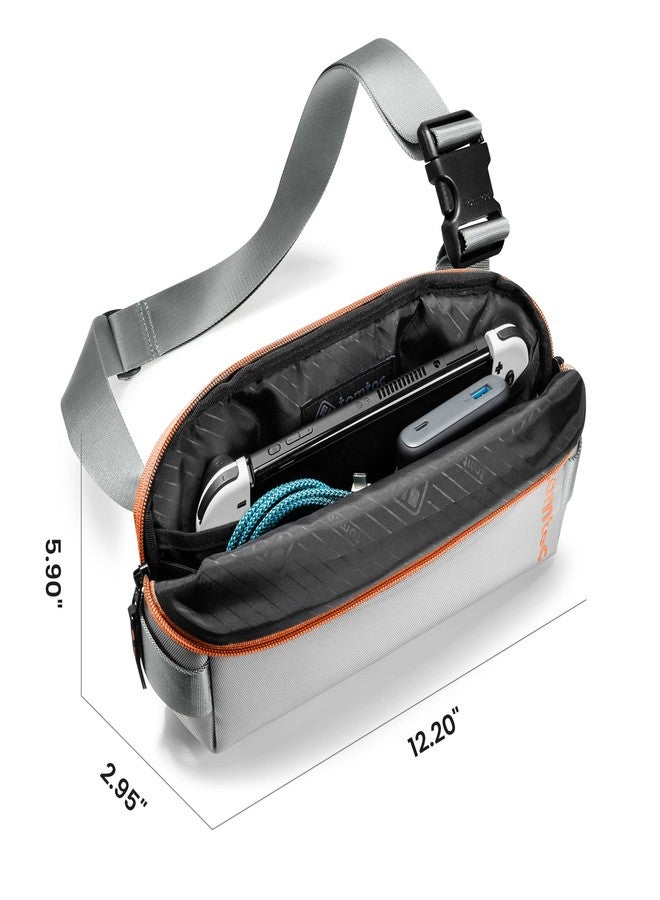 tomtoc Compact EDC Sling Bag 3L-10L, Minimalist Crossbody Bag Chest Shoulder Pack for Men Women, X-pac/Recycled Polyester, Space Gray, S(Fits iPad Mini), Stylish - Image 4