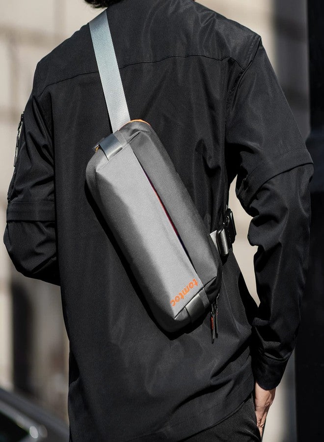 tomtoc Compact EDC Sling Bag 3L-10L, Minimalist Crossbody Bag Chest Shoulder Pack for Men Women, X-pac/Recycled Polyester, Space Gray, S(Fits iPad Mini), Stylish - Image 2