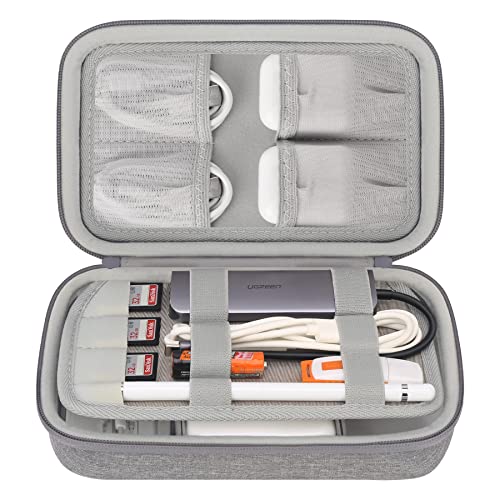 Elonbo Hard Travel Cords Organizer Universal Small Electronic Accessories Carrying Case for Chargers Cables MacBook Adapter Magic Mouse Apple Pencil USB Flash Disk Tech Portable Storage Bag, Grey - Image 1