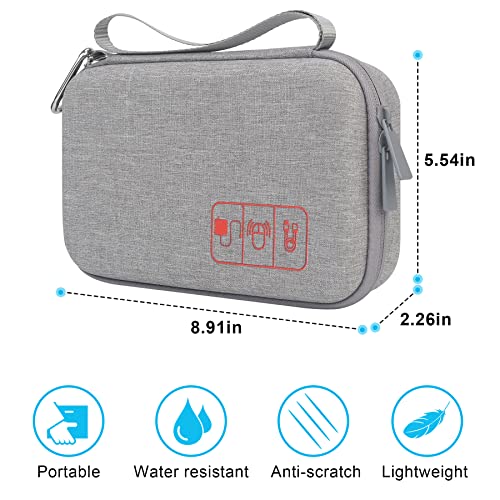 Elonbo Hard Travel Cords Organizer Universal Small Electronic Accessories Carrying Case for Chargers Cables MacBook Adapter Magic Mouse Apple Pencil USB Flash Disk Tech Portable Storage Bag, Grey - Image 3