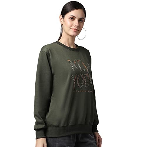 Mack JONNEY Women Regular Fit Cotton Round Neck Sweatshirts(Olive_XX-Large_Pack of 1)-SW_45_Olive_001-XXL - Image 3