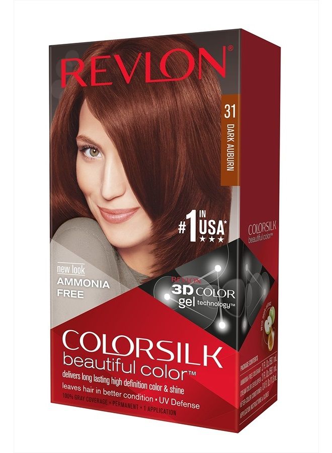 Revlon ColorSilk Haircolor, Dark Auburn, 4.40 Total Ounces (Pack of 3) - Image 1