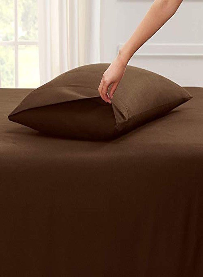 YRM Bedding's Chocolate Brown Bedsheet with 4 Pillow Covers 400TC 100% Egyptian Cotton Premium 5 Piece Bedsheets Super King Size - Image 3