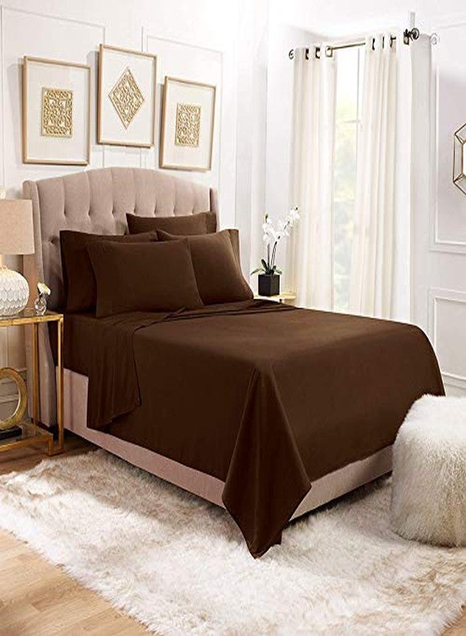 YRM Bedding's Chocolate Brown Bedsheet with 4 Pillow Covers 400TC 100% Egyptian Cotton Premium 5 Piece Bedsheets Super King Size - Image 1