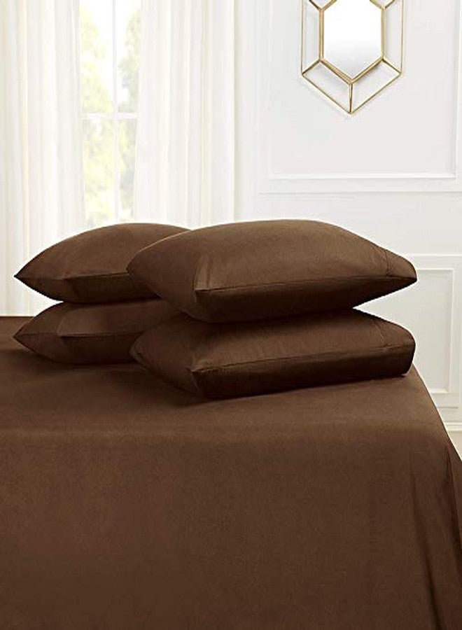 YRM Bedding's Chocolate Brown Bedsheet with 4 Pillow Covers 400TC 100% Egyptian Cotton Premium 5 Piece Bedsheets Super King Size - Image 2