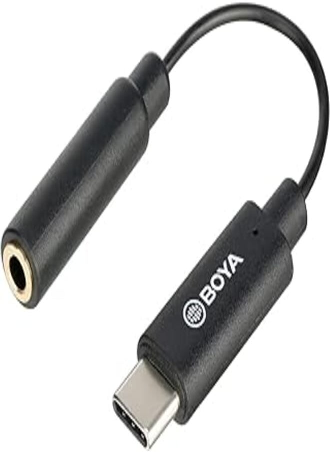 BOYA 3.5mm Female Input to USB-C Adapter Cable, BOYA by-K4 3.5mm Female to USB-C Cable (6cm) for Type-C Device Samsung Galaxy S10 S9 S8 Plus Note 10+ 10 9 8 LG and by-MM1 Any 3.5mm Microphone 