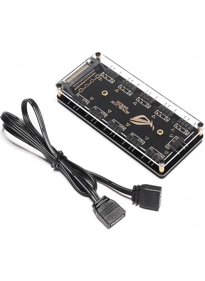 Clean Market Argb Rgb LED 3 Pin 11 Port 5V Sata Power Power Fan Multiplexer Ribbon Hub Cable Splitter