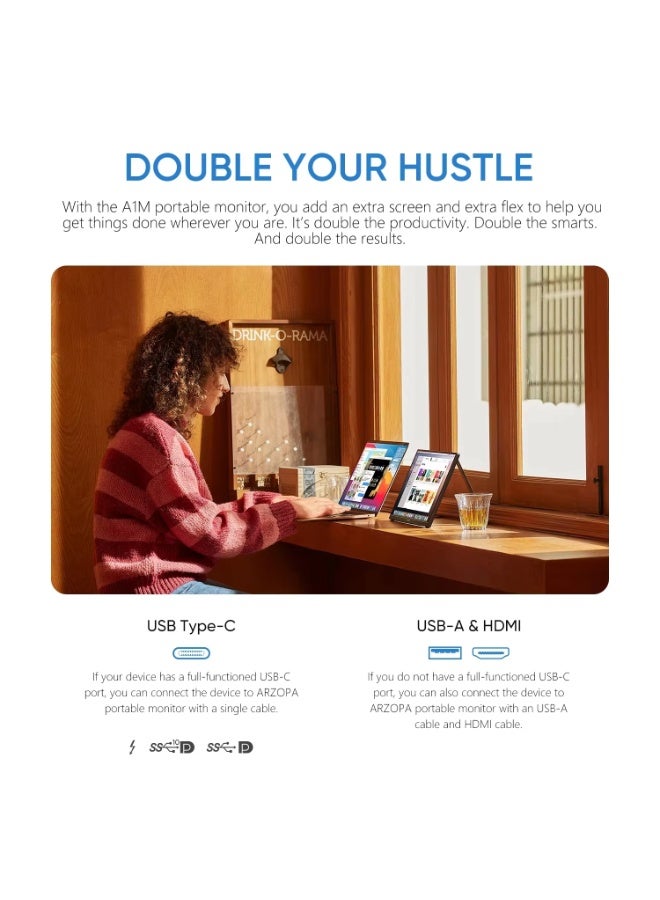 ترقية التكنولوجيا المبتكرة شاشة ARZOPA المحمولة مقاس 15.6 بوصة بدقة FHD 1080P بتقنية IPS ومنفذ USB-C ومنفذ Mini-HDMI، شاشة ثانية خارجية لأجهزة Mac والكمبيوتر المحمول والكمبيوتر الشخصي وSwitch وXbox وPS4/5 وXbox - Image 3