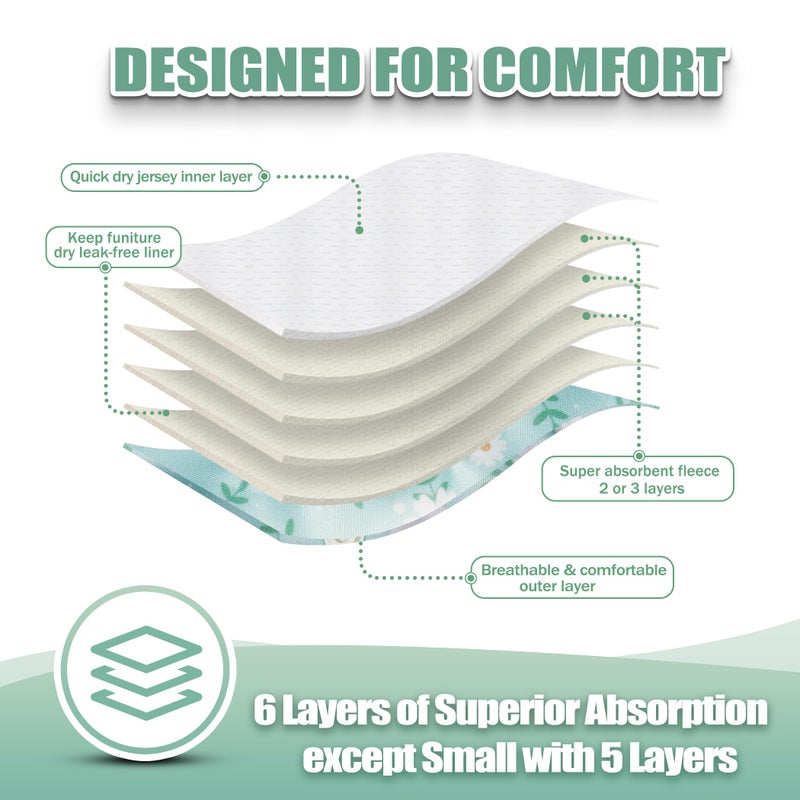wegreeco Washable Female Dog Diapers Highly Absorbent Reusable Diapers for Dog in Heat Period, 3 Pack (Chrysanthemum, X-Large) - Image 5