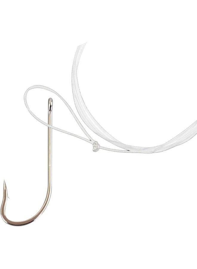 HASANAT ESSENTIALS Essentials Snelled Hooks Transparent Line Fishing Hook Set â€“ Size 1/0 | 12 Pcs Pack Hook Random Color - Image 1