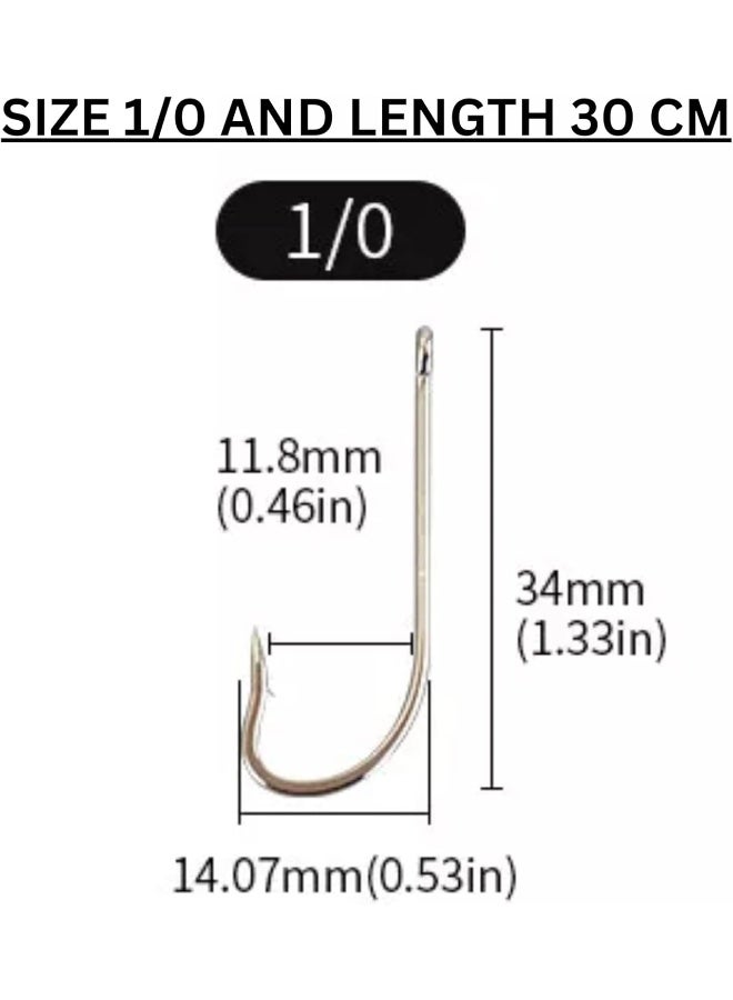 HASANAT ESSENTIALS Essentials Snelled Hooks Transparent Line Fishing Hook Set â€“ Size 1/0 | 12 Pcs Pack Hook Random Color - Image 3