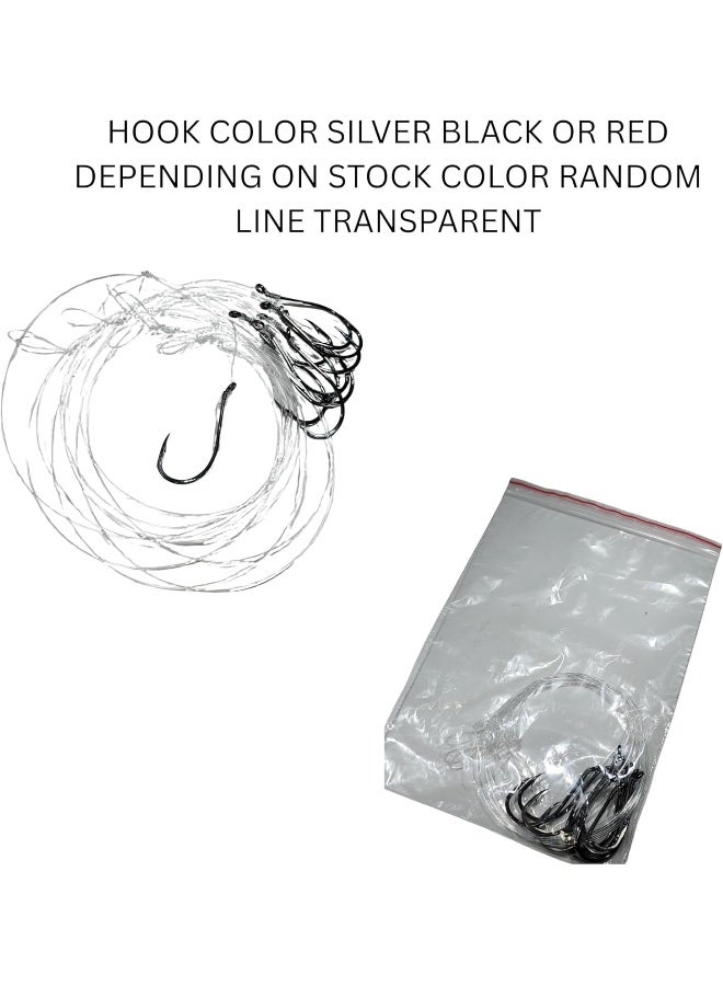 HASANAT ESSENTIALS Essentials Snelled Hooks Transparent Line Fishing Hook Set â€“ Size 1/0 | 12 Pcs Pack Hook Random Color - Image 2